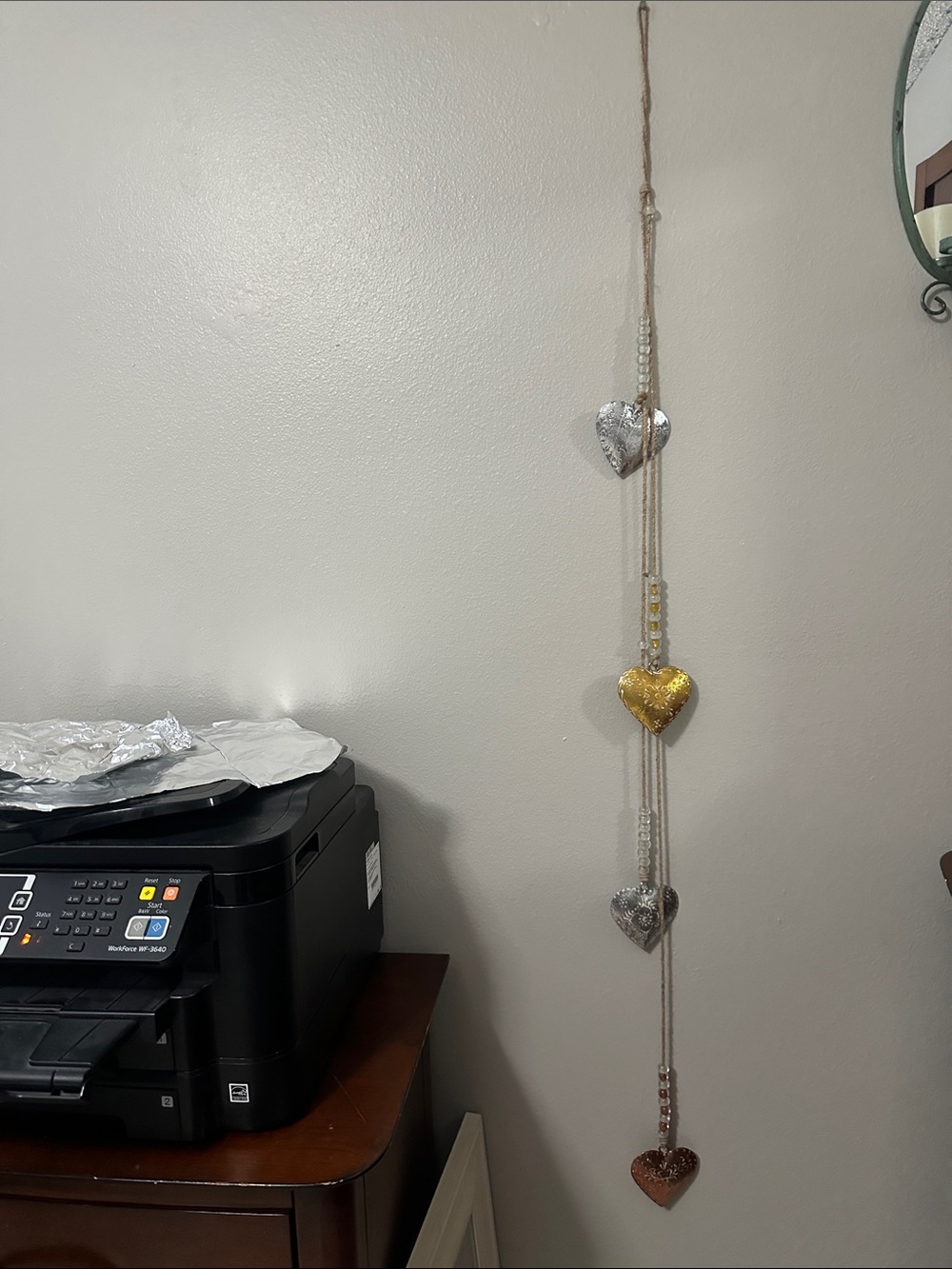 Hobby Lobby Hanging Heart Garland in Silver, Gold, Copper
